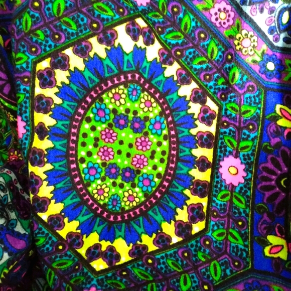 Vintage Neon Floral Barkcloth Maxi Skirt Handmade - Picture 3 of 14